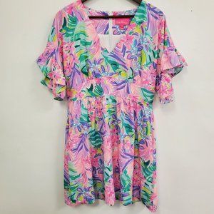 Lilly Pulitzer Womens Knee Length Blaire Dress Size 12 Flutter Sleeve Multicolor